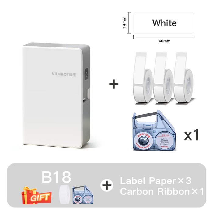 NIIMBOT B18 Mini Portable Label Printer Thermal Transfer Pocket Label Maker With Long Life Ribbon And PET Stickers Gift