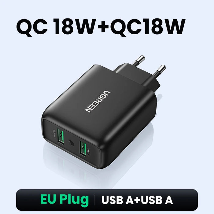 Ugreen USB Quick Charge 3.0 QC 18W USB Charger QC3.0 Fast Wall Charger Mobile Phone Charger for Samsung S24 Huawei Xiaomi iPhone