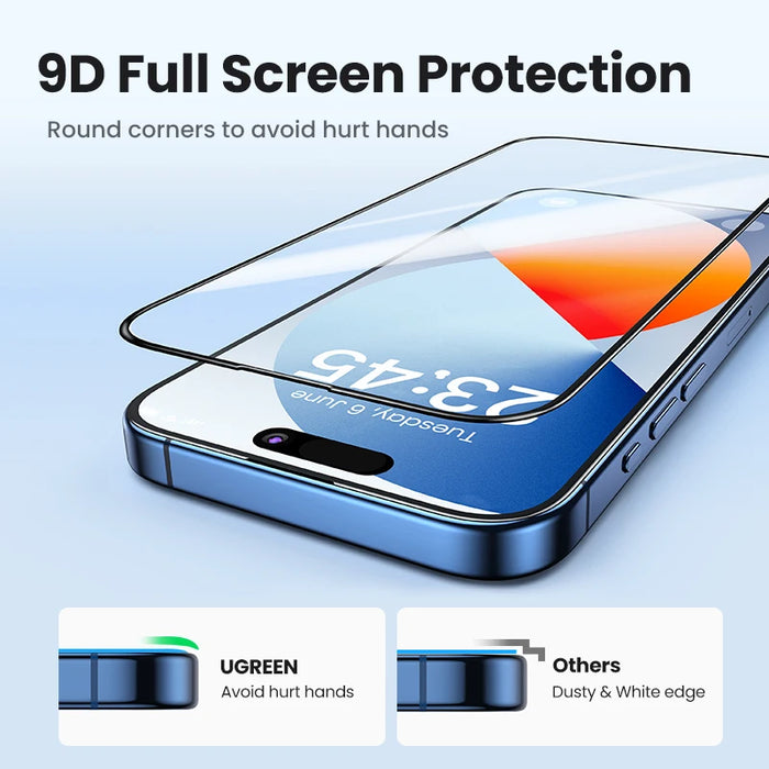 UGREEN for iPhone 15 14 13 12 11 Pro Max Screen Protector for iPhone 14 Plus Tempered Glass for iPhone 11 XR Glass 9D Films