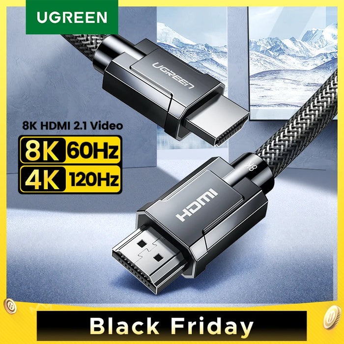 UGREEN 8K HDMI-Compatible Cable សម្រាប់ Xiaomi TV Box PS5 Ultra High Speed ​​Certified 8K@60Hz Cable 48Gbps eARC Dolby Vision