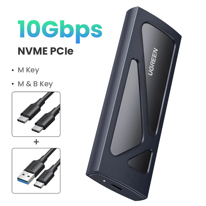 UGREEN M2 SSD Case M.2 NVMe PCIe 10Gbps USB C 3.2 Gen2  SSD Enclosure Tool-Free External  SSD Adapter Supports M and B&M Keys