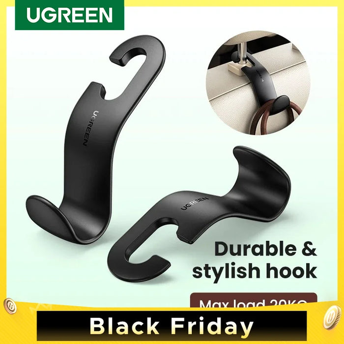 Ugreen 2pcs Car Holder In Car Adjustable Backseat Headrest Hanger Hooks for Cloth Grocery Bag Purse Organizer Storage Car Hook