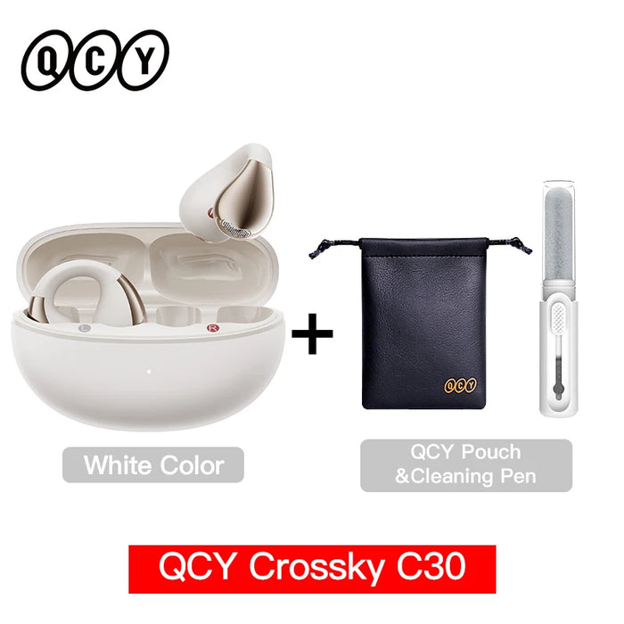 QCY Crossky C30 Ear Clip Earphones Bluetooth 5.4 Wireless Open Ear Sports TWS Earbuds Dual-Connection Headphones