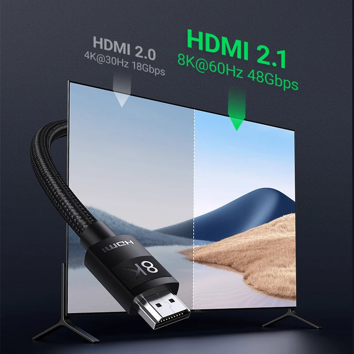 UGREEN HDMI-Compatible 2.1 Cable Ultra High-speed 8K/60Hz 4K/120Hz for Xiaomi Mi Box PS5 Splitter Cable Dolby Vision 48Gbps