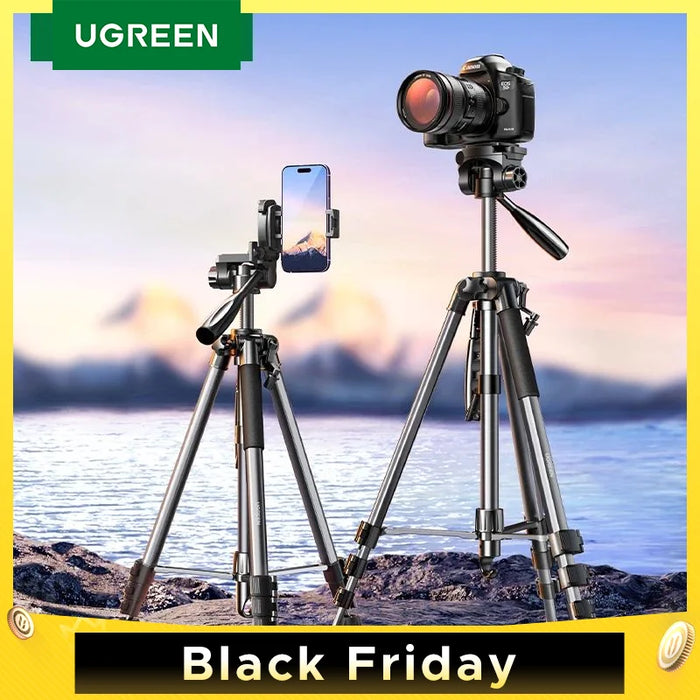 UGREEN 1.75M Camera Tripod For DSLR Camera Projector Smartphone Portable Aluminum Travel Tripod With 360° Panorama Ball Head