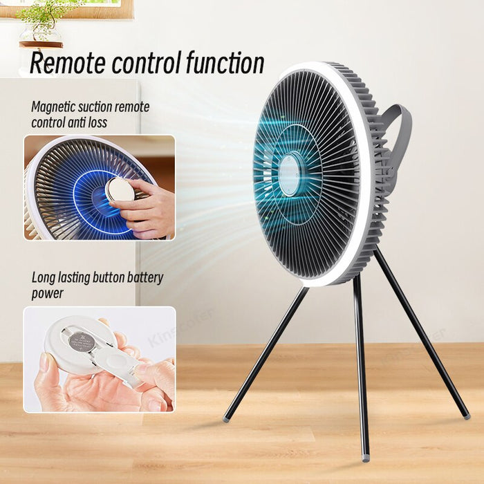 11inch Camping Tent Fishing Fan 10000mah Rechargeable Portable Home And Outdoor Air Circulator Fan With Remote Control LED Light