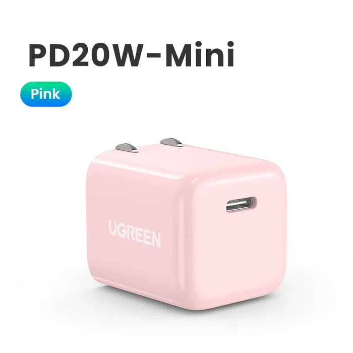 【US Plug】UGREEN 20W GaN Charger PD Fast Charger USB C PD3.0 QC3.0 Quick Charging For iPhone 15 14 Pro Samsung Xiaomi USB Charger