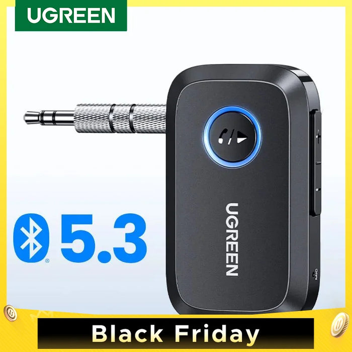 អាដាប់ទ័រ UGREEN Bluetooth Car Receiver Adapter 3.5mm AUX Jacks for Car Speakers Audio Music Receiver Hands Free Bluetooth 5.3 Adapter