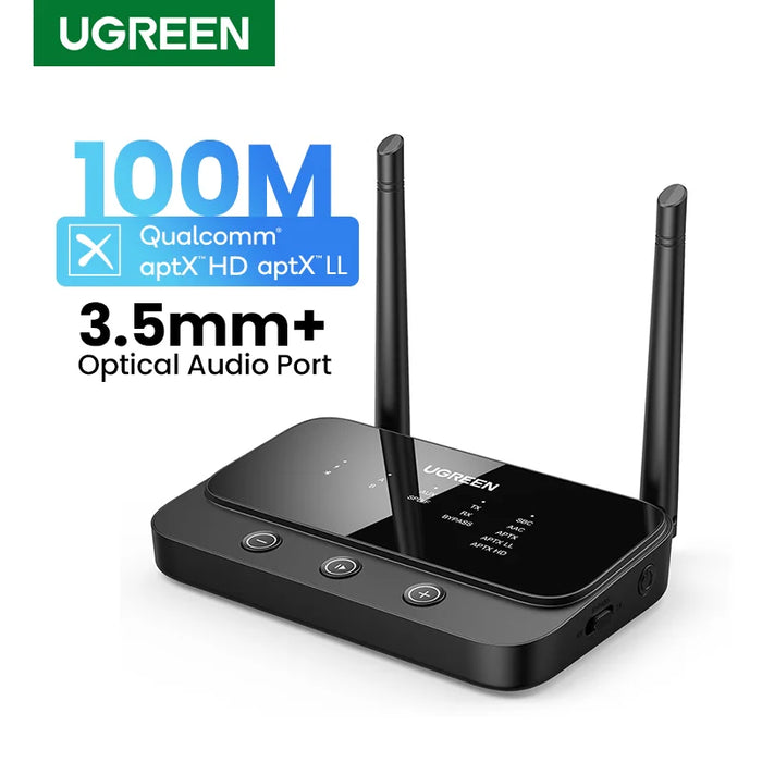 【RU】 UGREEN 100m Long Range Bluetooth 5.0 AptX LL AptX HD Audio Wireless Audio សម្រាប់ទូរទស្សន៍ Home Stereo