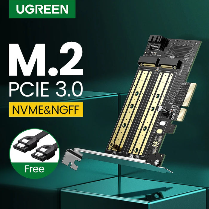 អាដាប់ទ័រ UGREEN PCIE ទៅ M2 អាដាប់ទ័រ NVMe M.2 PCI Express អាដាប់ទ័រ 32Gbps PCI-E Card x4/8/16 M&amp;B Key SSD ការពង្រីកកុំព្យូទ័របន្ថែមលើកាត