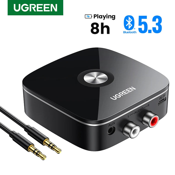 អាដាប់ទ័រទទួលប៊្លូធូស UGREEN AUX RCA សម្រាប់ប្រព័ន្ធស្តេរ៉េអូផ្ទះ, អាដាប់ទ័រប៊្លូធូស HiFi 3.5mm RCA សម្រាប់អ្នកទទួលស្តេរ៉េអូចាស់