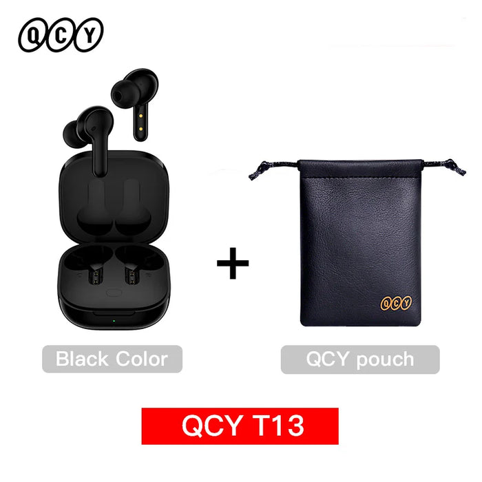 QCY T13 Wireless Headphones 7.2mm Drivers TWS Bluetooth 5.1 Earphones 40H Long Playtime Fast Charge 4 Mic ENC HD Call Earbuds