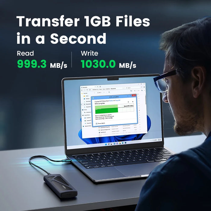 UGREEN M.2 NVMe SSD Case Adapter 10Gbps USB C 3.2 Gen2 Tool-Free External Enclosure NVMe Reader Supports M and B&M Keys