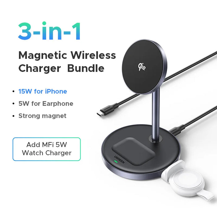 UGREEN Qi2 25W Magnetic Wireless Charger Stand Charging Stand for iPhone 16 15 Pro Max/AirPods 4 Fast Charger for MagSafe 