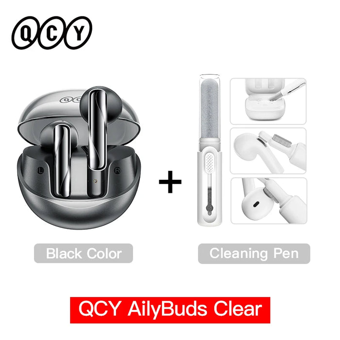 QCY AilyBuds Clear Wireless Earphones Bluetooth 5.3 TWS Earbuds Semi in-Ear Gaming Headset 4 Mics ENC Touch Control Headphones