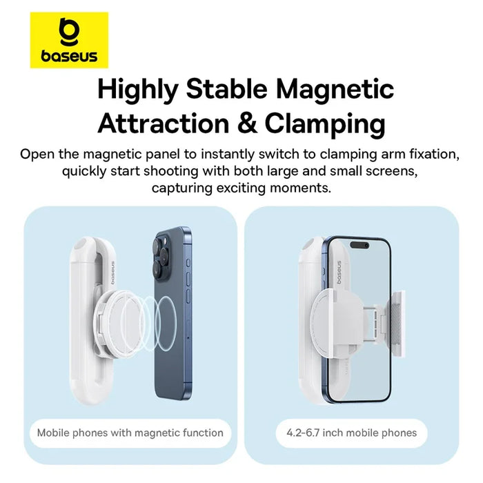 Baseus Magnetic Phone Selfie Stick for iPhone 16 15 Pro Wireless Bluetooth Gimbal Stabilizer Holder for Live Vlog Shooting Stand