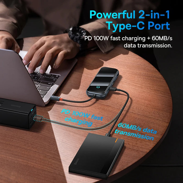 Baseus USB C Docking Station to HDMI-Compatible 4K@30Hz Display 5Gbps USB C 3.0 HUB 100W PD SD/TF for MacBook Pro Air iPad PC