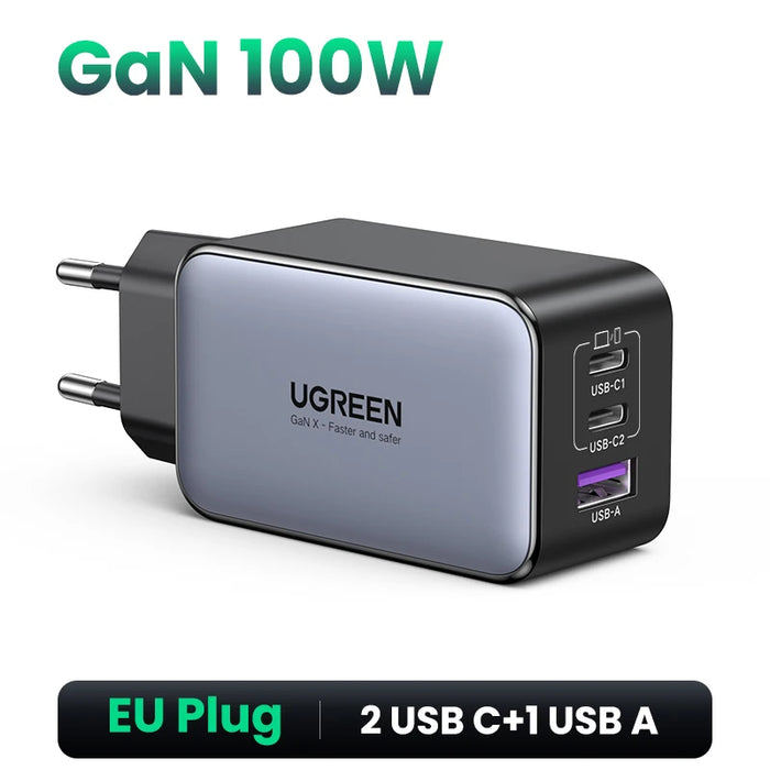 UGREEN 100W GaN Charger USB C Charger QC4.0 3.0 Quick Charge For Macbook Air Laptop Tablet PDFast Charger For iPhone 16 15 14Pro