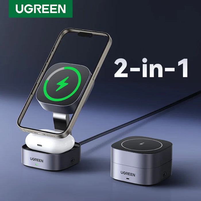 UGREEN 25W Magnetic Wireless Charger Stand 2-in-1 Charging Stand For iPhone 15 14 Pro Max/AirPods For Magsafe Fast Charger