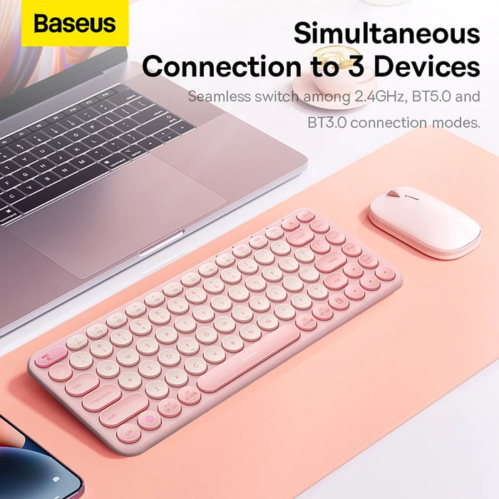 Baseus Wireless Keyboard Bluetooth 5.0 3.0 Wireless 2.4G USB Silent EN 84 Keycaps for iPad Tablet Laptop Computer Women Keyboard