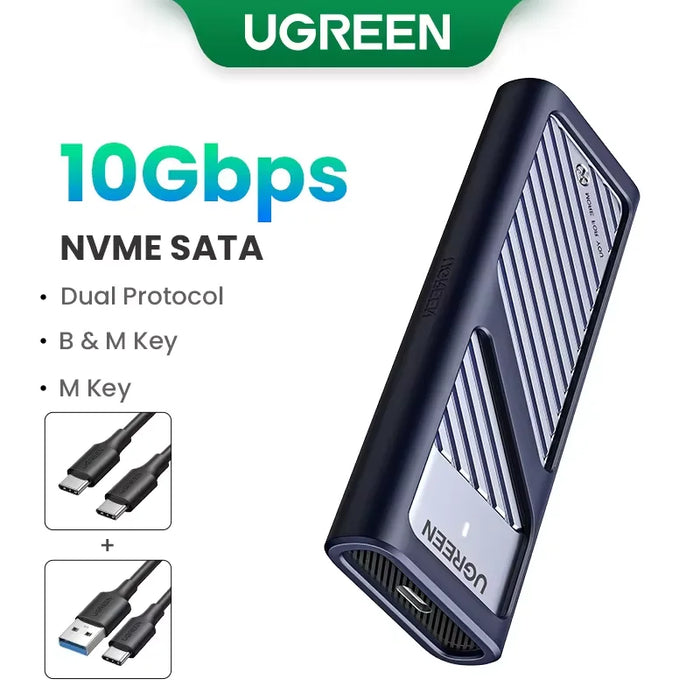 UGREEN M2 SSD Case M.2 NVMe 5Gbps USB C 3.2 Gen2 SSD Enclosure Tool-Free External SSD Adapter M និង B&amp;M Keys