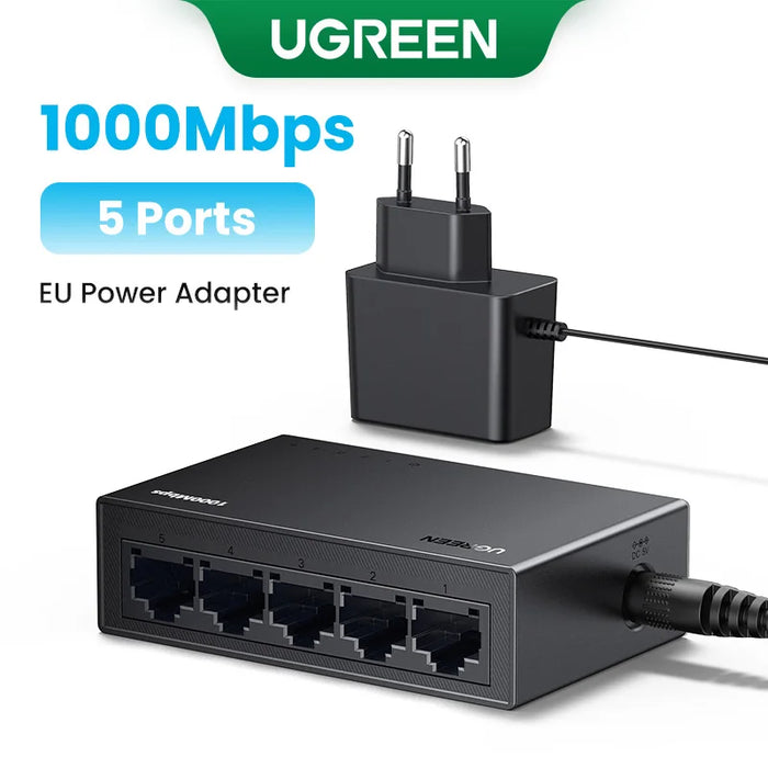 UGREEN Ethernet Switch 1000Mbps Mini Network Expension 5/8Ports All Gigabit for Router Lan Hub Full/Half Duplex Plug and Play