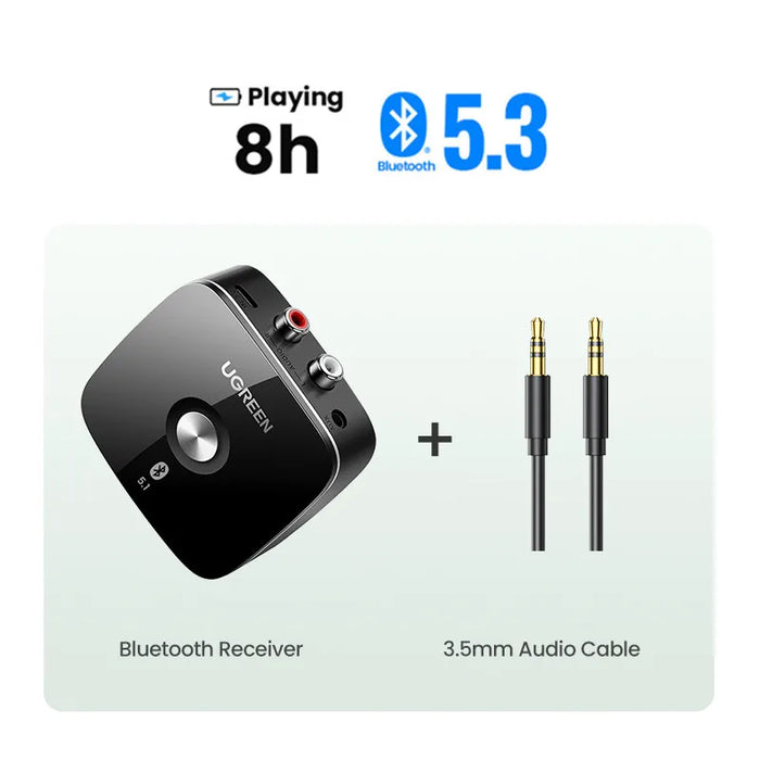 【RU ពិសេស】 UGREEN AUX RCA Bluetooth សម្រាប់ Home Stereo System, HiFi 3.5mm RCA Bluetooth Adapter for Old Stereo, លេង 8 ម៉ោង 