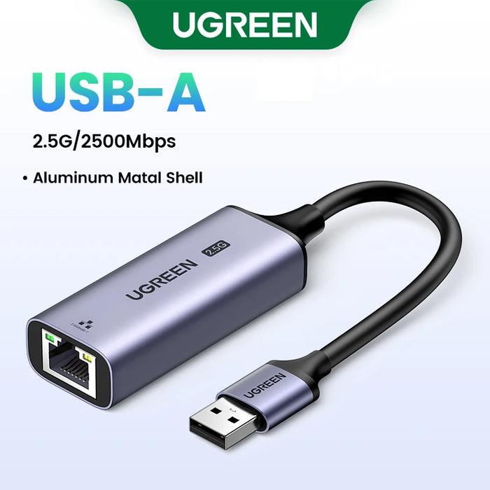 UGREEN USB Ethernet Adapter 2.5G 2500Mbps USB3.0 Network Card for Laptop PC NAS Server Windows Mac OS USB-A/C Internet Adapter