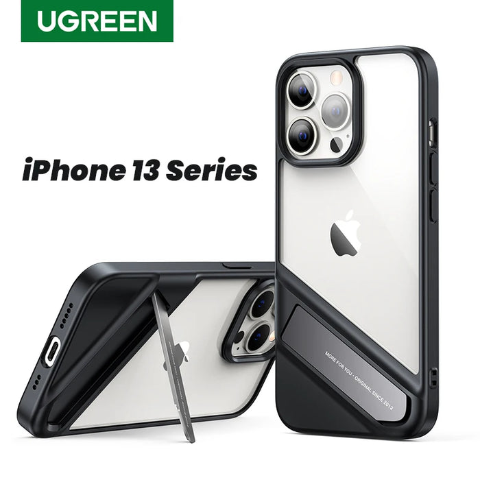 UGREEN Metal Kickstand Case សម្រាប់ iPhone 13 Transparent Kickstand Phone Stand Case Case Bracket Coverproof Backproof