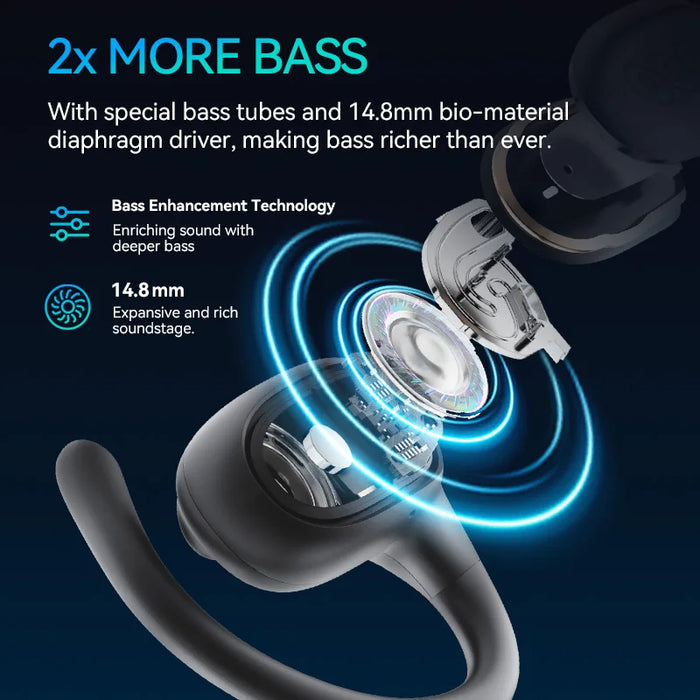 QCY Crossky GTR2 Open-Ear Wireless Earphone Bluetooth 5.4 EarHooks Bass Boost Headphones Multipoint Connection IPX5 Sport Earbud