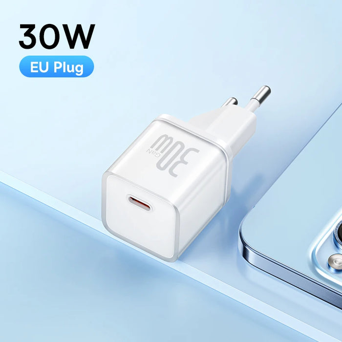 Baseus 30W GaN Charger Phone charger For iPhone 16 15 14 13 12 Pro Max USB C Charger Support PD QC PPS Fast Charging For Laptop