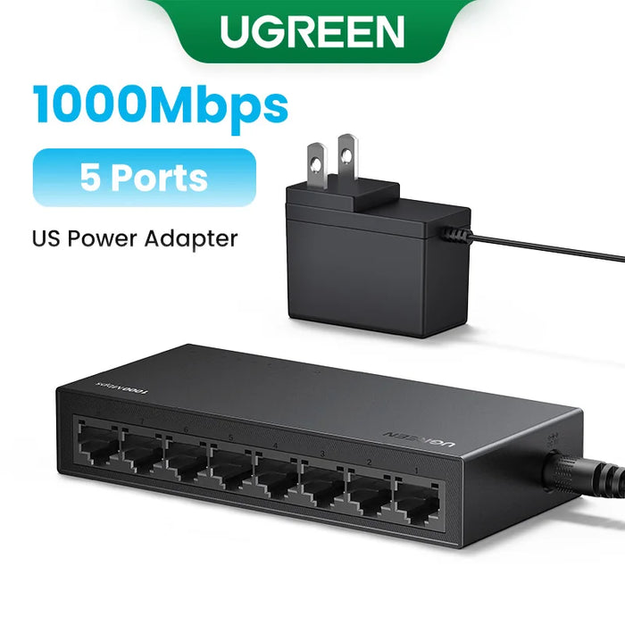 UGREEN Ethernet Switch 1000Mbps Mini Network Expension 5/8Ports All Gigabit for Router Lan Hub Full/Half Duplex Plug and Play