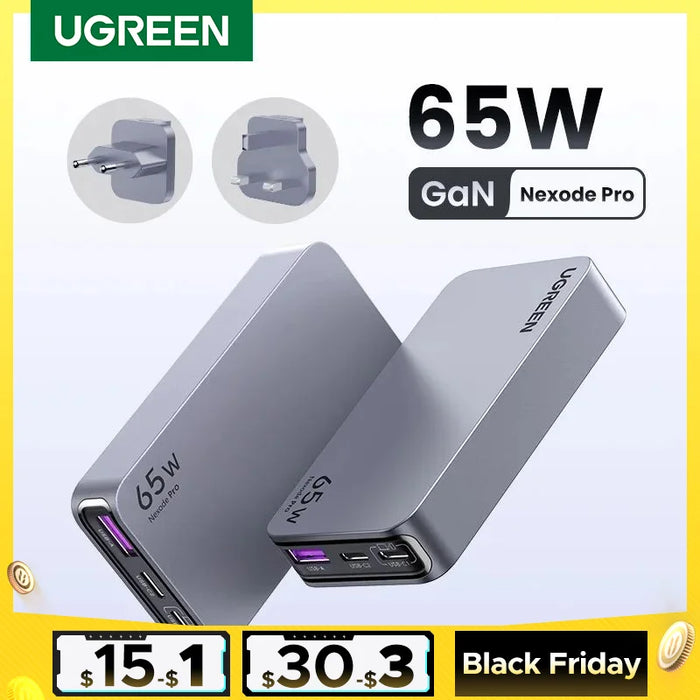 UGREEN 65W GaN Charger Quick Charge 4.0 3.0 USB C Charger សម្រាប់ iPhone 16 15 14 Pro PD 3.0 Fast Charger សម្រាប់ Macbook Laptop Tablet