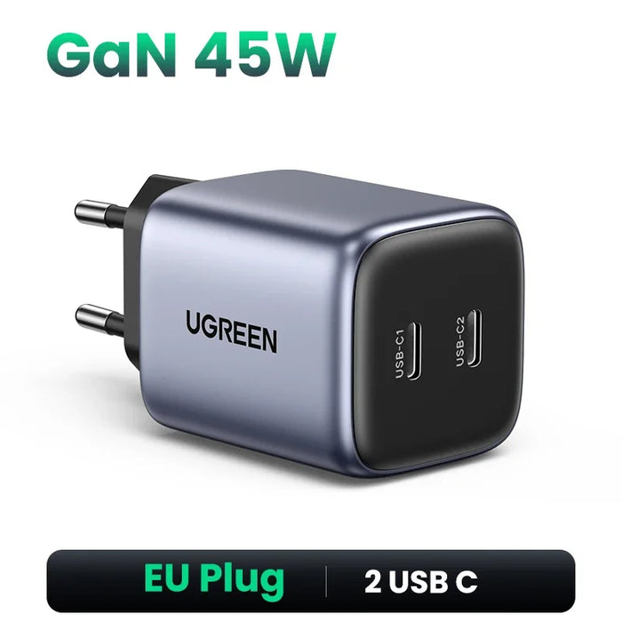 UGREEN GaN 45W USB Charger PD QC 3.0 Fast Charger Quick Charger សម្រាប់ iPhone 16 15 14 Pro ឆ្នាំងសាកទូរស័ព្ទសម្រាប់ Samsung S24 S23