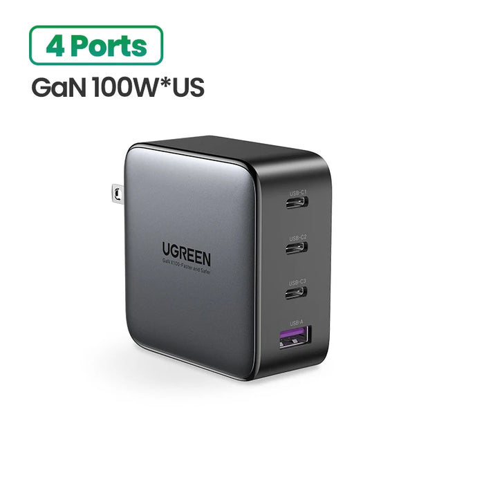 【US Plug】UGREEN 100W GaN Charger USB C Charger QC4.0 3.0 Quick Charge For Macbook Laptop Tablet PD Fast Charger For iPhone 15 14