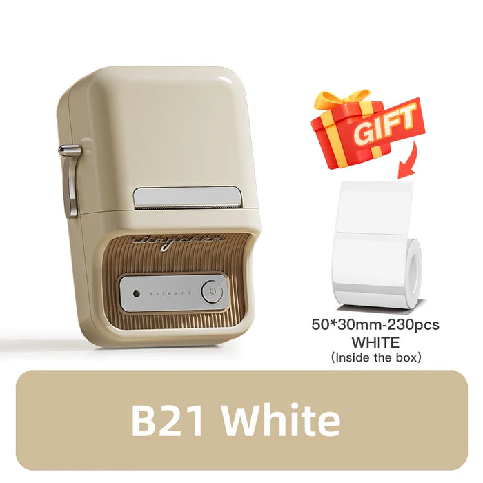 NiiMbot B21 Mini Thermal Printer Maker Wireless Barcode Label Maker ប៊្លូធូស ប៊្លូធូស ម៉ាស៊ីនបោះពុម្ពស្លាកសញ្ញាអាដាប់ធ័រចល័តសម្រាប់ការិយាល័យពាណិជ្ជកម្ម 