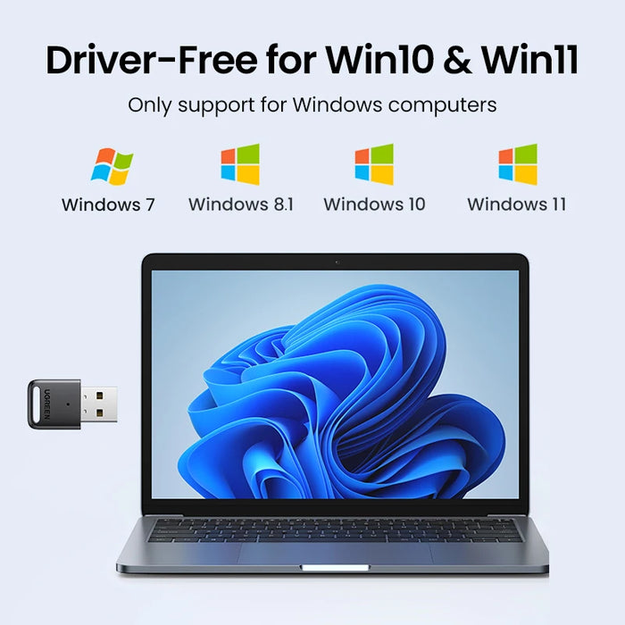 អាដាប់ទ័រ UGREEN Bluetooth 5.0 សម្រាប់ PC USB Bluetooth 5.0 Receiver Dongle Wireless Computer Adapter For Mouse Keyboard Win 11/10/8.1