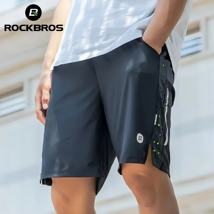ROCKBROS Running Shorts Unisex Clothing Exercise Gym Shorts Spandex Jogging Fitness Breathable Cycling Outdoor Sports Equipment Beige CHINA