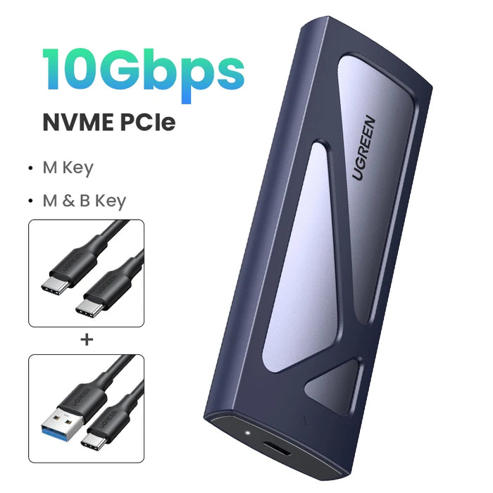 UGREEN M.2 NVMe SSD Enclosure NVMe SATA ទៅ USB 3.1 Gen2 10 Gbps NVMe PCI-E Dual ProtocolM.2 SSD Case Support UASP សម្រាប់ Hard Disk