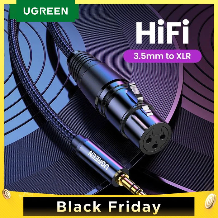 UGREEN XLR to 3.5mm Microphone Audio HiFi Cable XLR Female to Mini Jack Aux Mic Cord for Camcorders DSLR Cameras Computer