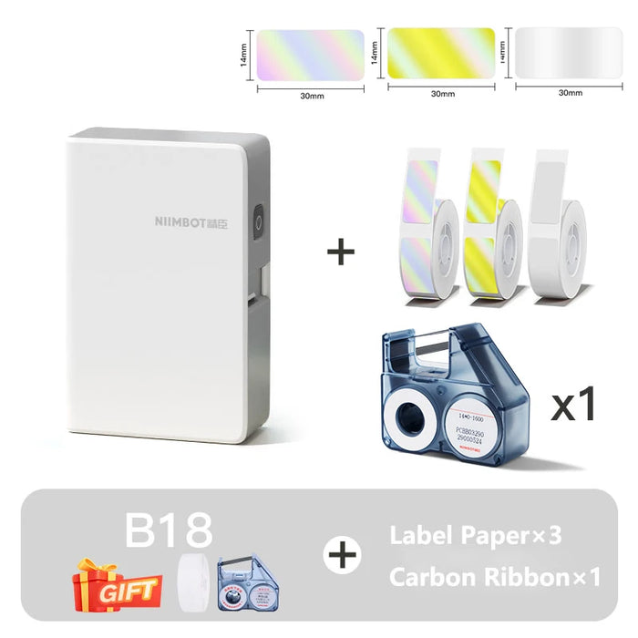 Niimbot B18 Thermal Transfer Label Printer Sticker Printer Mini Label Maker with Ribbon PET Papers for Jewelry Store Cable Cosmetics 