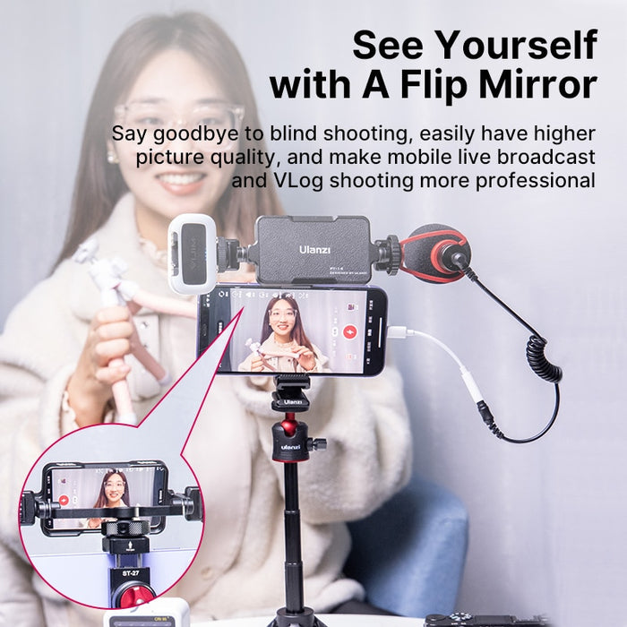 Ulanzi PT-14 Camera Periscope Flip Mirror Screen Vlog Selfie Bracket Universal for iPhone 13 Pro Max Samsung Smartphone Video