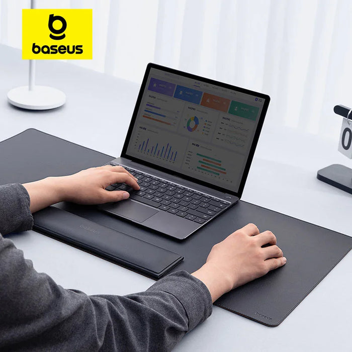 Baseus Large Desk Mat Office Wrist Rest Laptop Stand Holder for Work Game Study Read Soft PU Waterproof Keyboard Mat Mouse Pad