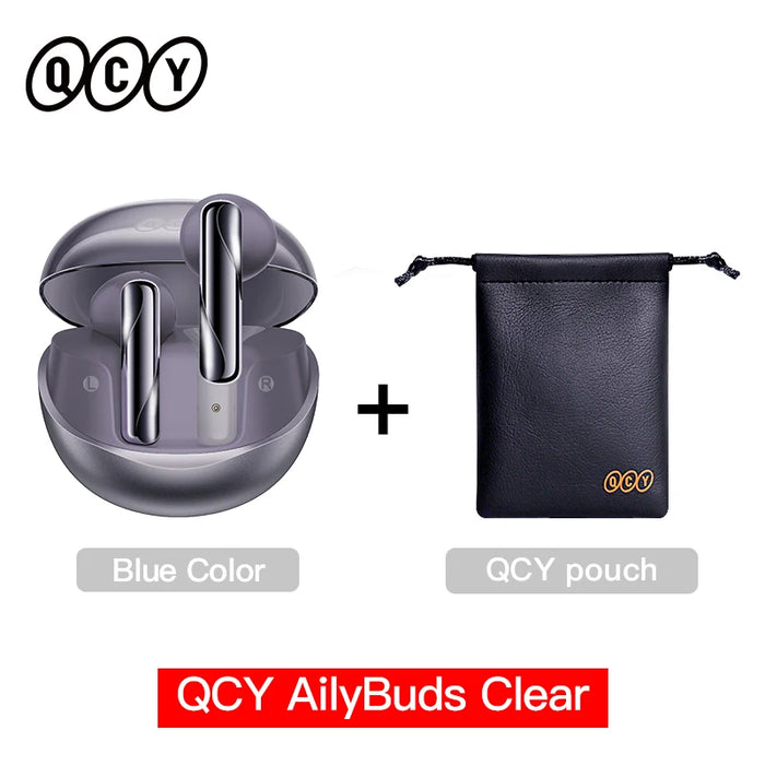 QCY AilyBuds Clear Wireless Earphones Bluetooth 5.3 TWS Earbuds Semi in-Ear Gaming Headset 4 Mics ENC Touch Control Headphones