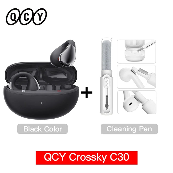 QCY Crossky C30 Ear Clip Earphones Bluetooth 5.4 Wireless Open Ear Sports TWS Earbuds Dual-Connection Headphones