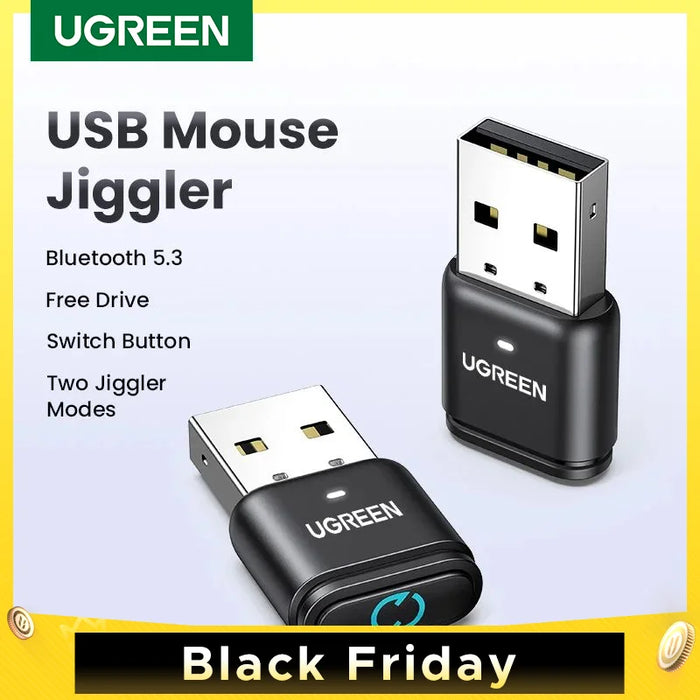 UGREEN Mouse Jiggler USB Wireless Bluetooth Dongle Adapter Mouse Mover with Switch Button, Shaker 2 Jiggle Modes, Keep PC Awake