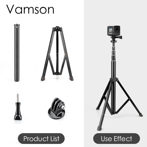 Vamson Adjustable Selfie Stick Tripod Holders with Wireless Remote Control and Cell Phone Holder for Smartphones Gopro Insta360 VP426A