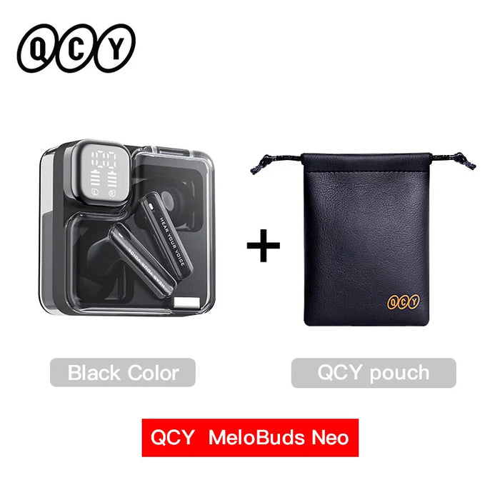 QCY MeloBuds Neo Wireless Earphones Bluetooth 5.3 LED Power Digital Display Transparent TWS Earbuds Dual-Connection Headphone