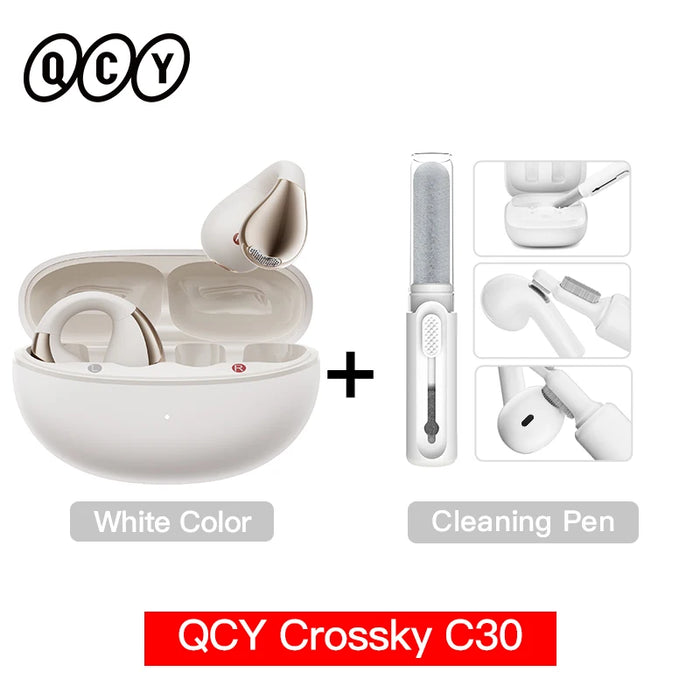 QCY Crossky C30 Ear Clip Earphones Bluetooth 5.4 Wireless Open Ear Sports TWS Earbuds Dual-Connection Headphones