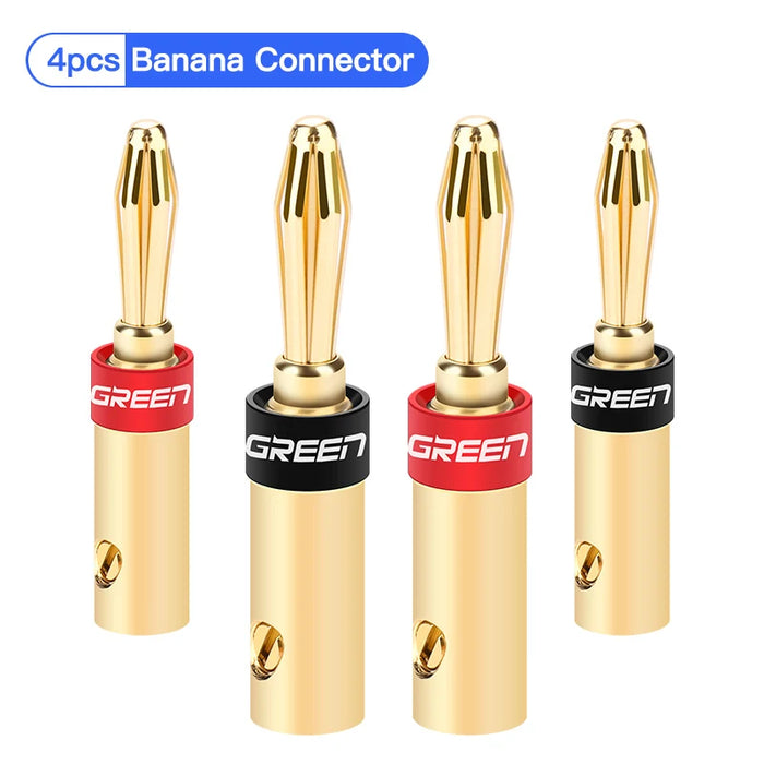 Ugreen 4pcs Speaker Cable Banana Connector Screw Jack Plug Adapter for Speaker Wire Amplifier Audio Video Cable Banana Plug